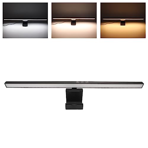 Monitor Light Bar Desk Light Bar 3 Switchable Light Modes Stepless Dimmable Touch Control Computer Screen Light Bar for Office Home White (Black) - color: Black