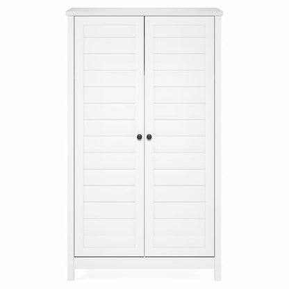 Furinno Robin Storage Cabinet, 4-Tier Pantry Cabinet with Adjustable Shelves, 35W with Louvered Doors, Kitchen Cabinet, Organization and Storage, for Pantry, Living Room, Home Office, White - size: Louvered Doors, 4-Tier