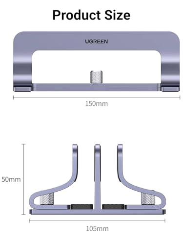 UGREEN 2-Slot Vertical Laptop Stand Holder Desk Compatible with MacBook Pro Air Laptop Stand Desktop Adjustable, Lenovo Ideapad, Surface Book, HP Notebook, Dell Chromebook Up to 17.3 Inch, Space Gray - size: 2-Slot