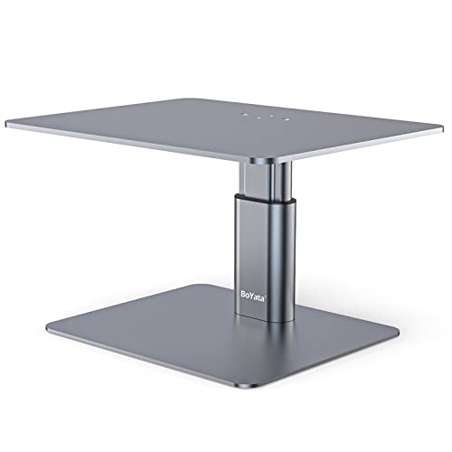 BoYata Monitor Stand, Adjustable Height Metal Desktop Riser, Space Gray - color: Space Grey