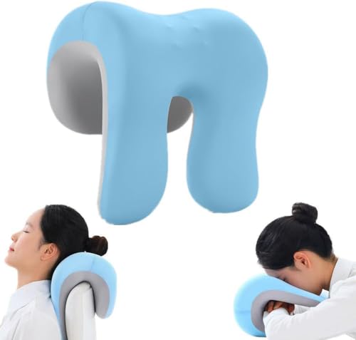 Neck Support Pillow Headrest Attachment for Office Chair,Memory Foam Ergonomic Pillow with Washable Cover,Multipurpose for Desk Napping/Travel,Universal Fit (Blue) - color: Blue