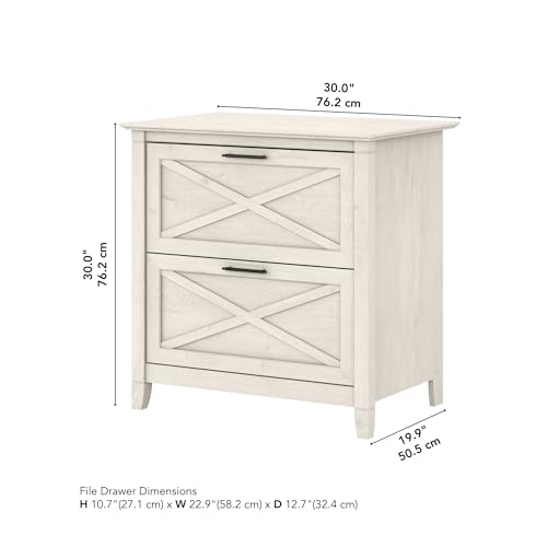 Bush Home Key West 2 Drawer Lateral File Cabinet in Linen White Oak, Document Storage for Home Office, Accent Chest with Drawers - color: Linen White Oak