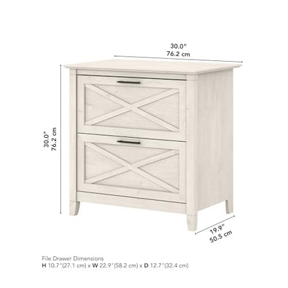 Bush Home Key West 2 Drawer Lateral File Cabinet in Linen White Oak, Document Storage for Home Office, Accent Chest with Drawers - color: Linen White Oak