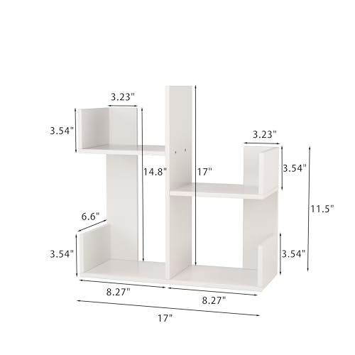 Modern 2-Tier Desk Bookshelf, Short Book Organizer, Display Shelf & Desktop Storage Rack, Space-Saving Desk Bookshelf for Books, Decor & Small Items, White - color: White