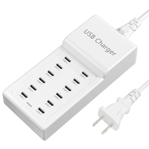 USB C Charger, 12 Ports USB Charging Station, 50W/10A MultiPort USB Charger - color: 12Ports 12C