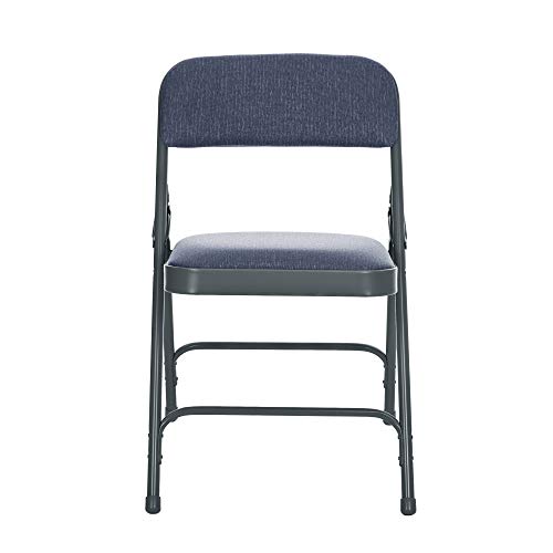 OEF Furnishings OEF2200 Series Heavy-Duty Premium Fabric Padded Upholstery Double-Hinged Folding Chairs (4-Pack, Midnight Blue) - color: Blue/Blue