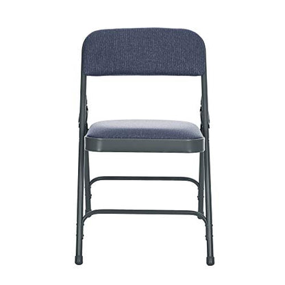 OEF Furnishings OEF2200 Series Heavy-Duty Premium Fabric Padded Upholstery Double-Hinged Folding Chairs (4-Pack, Midnight Blue) - color: Blue/Blue
