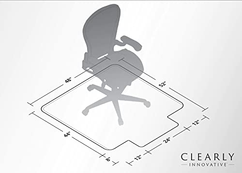 Tempered Glass Chair Mat with Lip for Carpet, 48" x 52" Tabbed, Clear - color: Clear (Standard Clear), size: 48" by 52" Tabbed