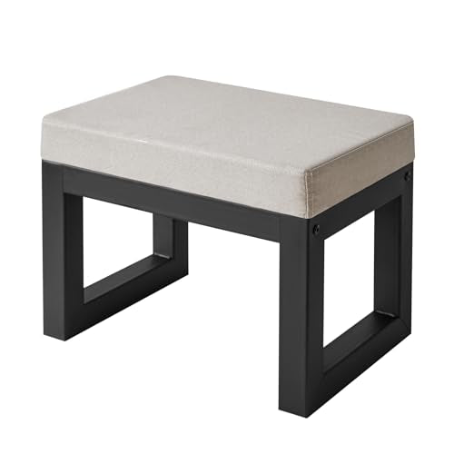 IBUYKE Small Footstool Ottoman, Linen Fabric Footrest, Grey WBD001G - color: Grey