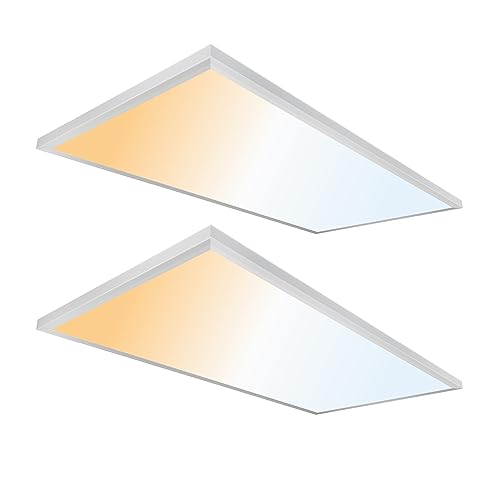 Ultralux 2x4 ft LED Light Panel - Edge Lit, Surface Mount Ceiling for Home & Office TRIAC Dimmable, Flicker-Free Slim with Adjustable Color Temperature (Matte White, 2 Pack) 2x4 (2 Pack) - color: Matte White, size: 2X4 (2 Pack)
