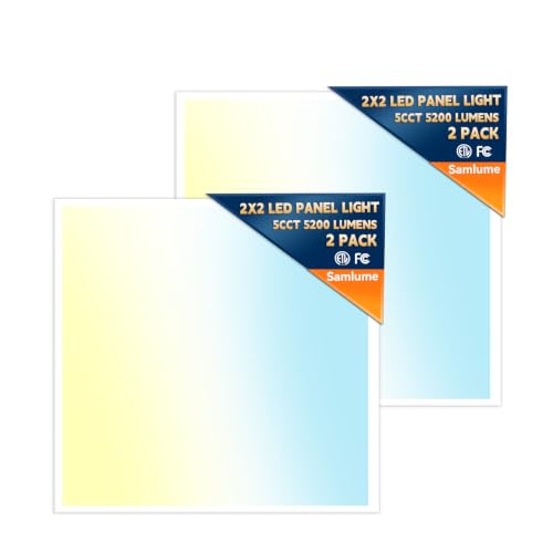 2x2 LED Flat Panel Light, 5CCT 20-40W, 0-10V, Drop Ceiling, 2 Pack - size: 2x2