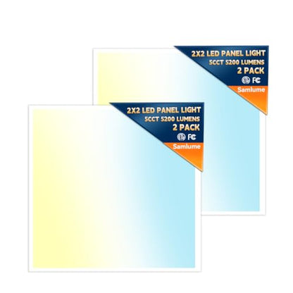 2x2 LED Flat Panel Light, 5CCT 20-40W, 0-10V, Drop Ceiling, 2 Pack - size: 2x2