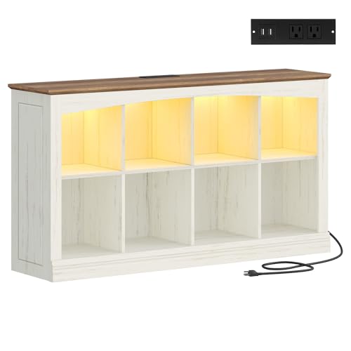 Hzuaneri 2 Tier Wood Cube Bookshelf, 8 Cube Storage Organizer - size: 11.9"D x 55.1"W x 29.9"H