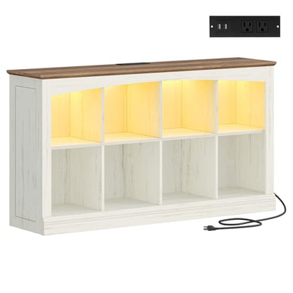 Hzuaneri 2 Tier Wood Cube Bookshelf, 8 Cube Storage Organizer - size: 11.9"D x 55.1"W x 29.9"H
