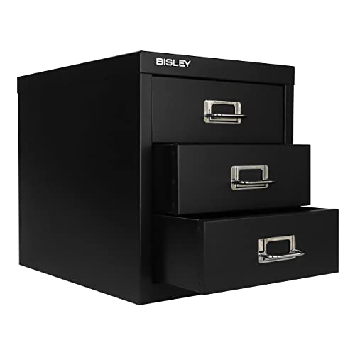 Bisley 3-Drawer Steel MultiDrawer Cabinet - Black - color: Black, size: 3 Drawer