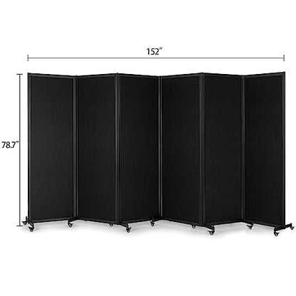 Room Partition, 12'7"L* 6'7"H,6 Panel,Black - color: Black, size: 151"(L)*78.7"(H)