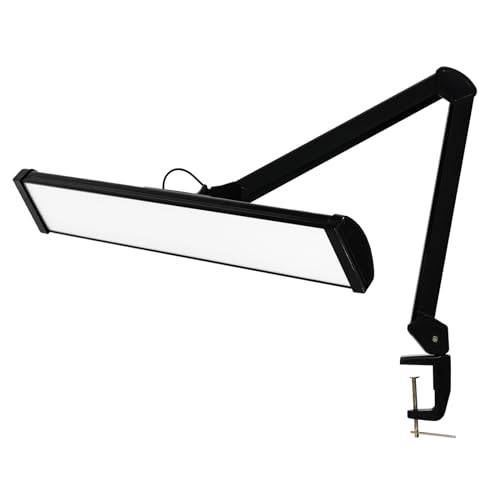 32-Inch LED Architect Desk Lamp with Clamp, 50W 4500LM, Black CCT | 684 SMD LEDs deliver flicker-free lighting with 5 color modes, 5 brightness levels, and reinforced dual metal arms - color: Black