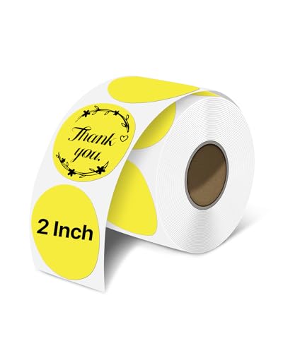 iEager 2 Inch Round Thermal Labels, Yellow Circle Thermal Printer Stickers - color: Yellow, size: 2 INCH