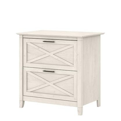 Bush Home Key West 2 Drawer Lateral File Cabinet in Linen White Oak, Document Storage for Home Office, Accent Chest with Drawers - color: Linen White Oak
