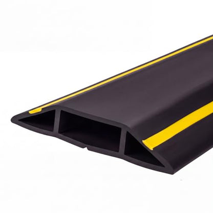 3-Channel 20ft Floor Cord Cover with Anti-Slip Base & Yellow Warning Strips - size: 20 FT Upgrade
