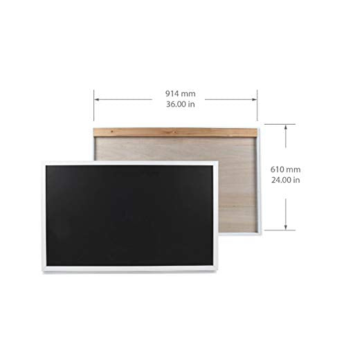 Prinz Work from Home Wall-Mounted Desk, White Folding Desk with Chalkboard Front, Space-Saving Floating Desk Design, Ready to Hang, Interior Shelves, 36 x 24 x 5 Inches, White - color: White