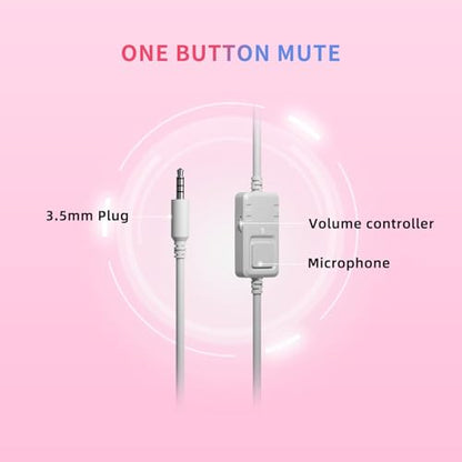 SOMIC G951s Pink Stereo Gaming Headset with Mic for PS4,Xbox,PC,Mobile Phone,3.5mm Noise Reduction Cat Ear Headphones Lightweight Over Ear Headphones for Woman - color: Pink