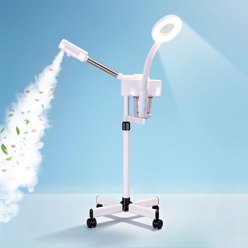 2 in 1 Facial Steamer 5X Magnifying Lamp - Hot Ozone Spa Machine, Mist Face Salon Beauty Skin Care Equipment - size: 2 in 1 Facial Steamer