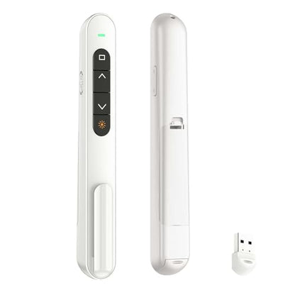 QUI Presentation Clicker with Volume Control, Wireless Presenter Remote | Plug & Play 2.4GHz USB Slide Advancer Compatible with Mac/Windows, Works with PowerPoint, Keynote, and Google Slides - color: White, size: S
