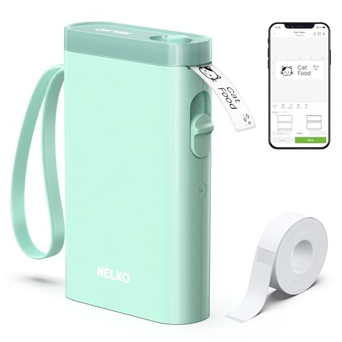 Nelko P21 Label Maker Machine with Tape, Bluetooth Label Printer, Green - color: Green