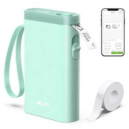 Nelko P21 Label Maker Machine with Tape, Bluetooth Label Printer, Green - color: Green