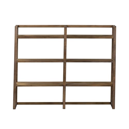 Pemberly Row Mid-Century Wood Computer Credenza, 54 in Wide, Rustic Saddle Brown Finish, Sliding Barn Door Design, Adjustable Shelves, File Drawer, Wire Management, Home Office Storage Cabinet