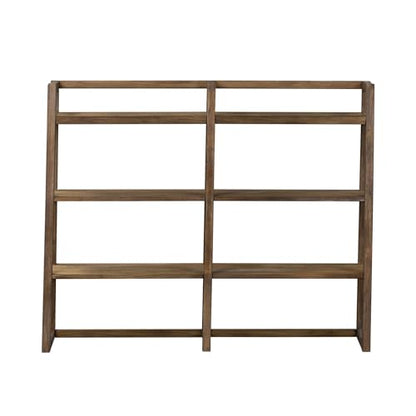 Pemberly Row Mid-Century Wood Computer Credenza, 54 in Wide, Rustic Saddle Brown Finish, Sliding Barn Door Design, Adjustable Shelves, File Drawer, Wire Management, Home Office Storage Cabinet