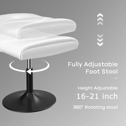 VECELO Foot Rest Under Desk Ottoman, PU Height Adjustable Footrest with Comfort Padding, Leg Rest for Desk for Relieving Leg Pain, Stiffness, and etc, White - color: White