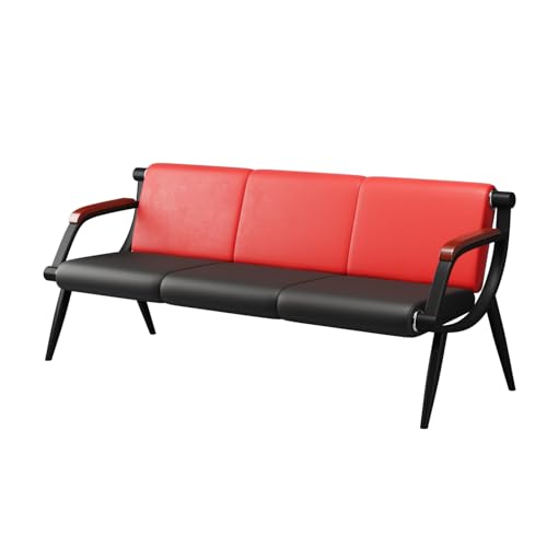 wonline Waiting Room Bench, Office Furniture Reception Chairs with Arms, Leather Chairs is Suitable for Clinic,Airport,Hospital,Barber,Salon,Bank-(Red&Black,3 Seat) - color: Red&black, size: 3-seat