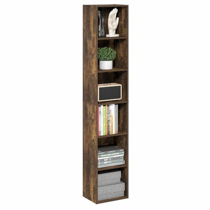 Furinno LUDER 6-Tier Narrow Book Shelf, Slim Bookshelf, Amber Pine - color: Amber Pine, size: 6-Tier, 12W