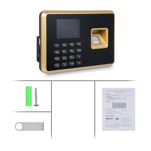 Biometric Time Clock For Small Businesses Employee Attendance Machine Support Fingerprint Password Recognition Data Management Device For Offices, Factories, Hotels, Schools and More(With USB) - size: With USB