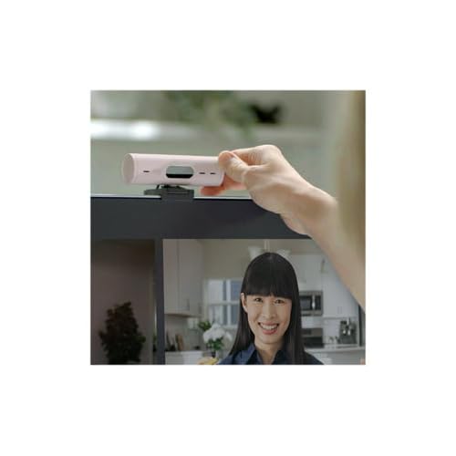 Logitech Brio 500 Full HD 1080p Webcam with Auto Light Correction, Dual Noise Reduction Mics, Privacy Cover, Works with Teams, Meet, Zoom - Rose | Auto light correction, dual noise-reduction mics, privacy cover, auto framing, 90-degree field of view - col
