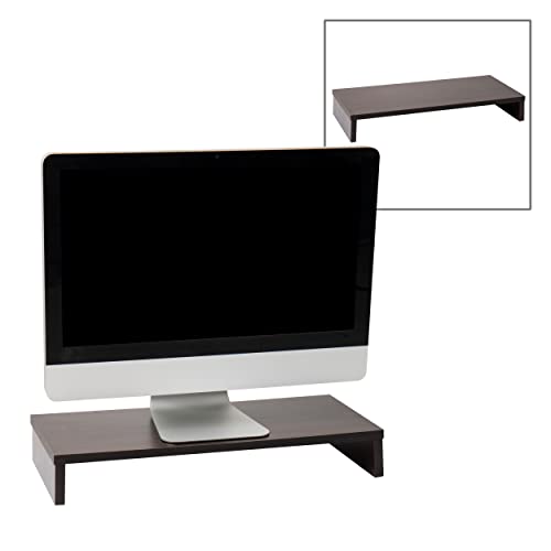 Mind Reader Monitor Stand, Keyboard Storage, Desktop Organizer, Riser, Office, 21" L x 9.5" W x 3.25" H, Brown - color: Brown, size: Set of 2