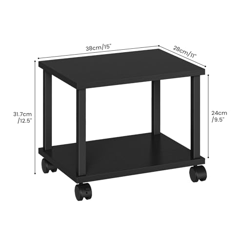 Asgolion Printer Table, 2-Tier Under Desk Printer Stand, Printer Cart | Printer Stand with Wheels, Printer Shelf for Small Spaces, Printer Cart for Home Office, Black - color: Black, size: Small without Charger