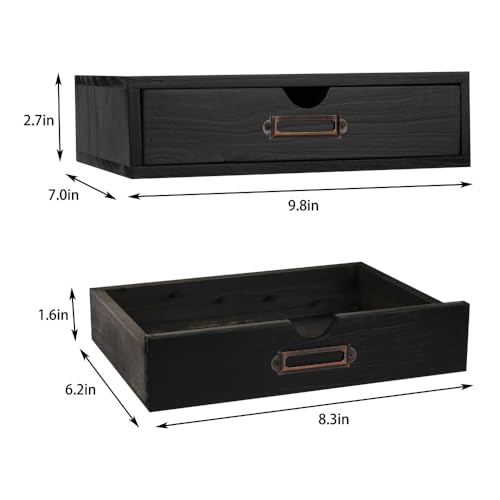 Wooden Drawers Black Wood Desktop Organizer with Drawers - color: BLACK01