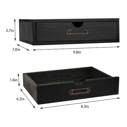 Wooden Drawers Black Wood Desktop Organizer with Drawers - color: BLACK01