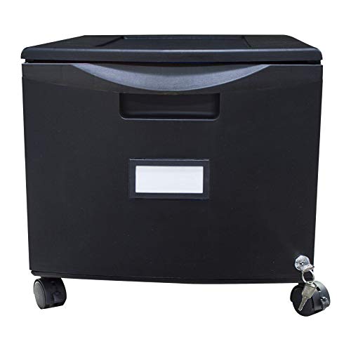 Storex Single-Drawer Mobile Filing Cabinet, 1 Legal/Letter-Size File Drawer, Black, 14.75" X 18.25" X 12.75" - color: Black, size: 1-Pack, style: 1-Drawer, With Casters