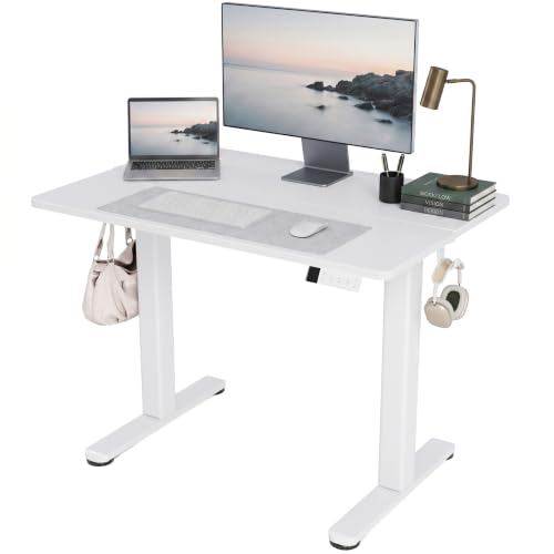 Claiks Electric Standing Desk, 40x24 Inch, White - color: White, size: 40 Inch