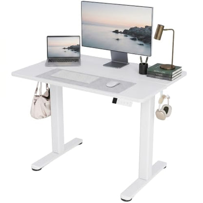 Claiks Electric Standing Desk, 40x24 Inch, White - color: White, size: 40 Inch