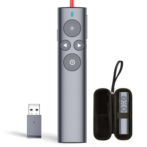 N95s Presentation Clicker with Digital Laser Pointer for TV Screen | Presentation Remote with spotlight and magnifier functions, work on any screen. Built-in 32GB flash on USB, comes with app - color: Red - USB-A