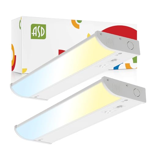 ASD LED Under Cabinet Lighting, 12 inch 5W 325 LM, Dimmable Hardwired Under Cabinet Lights for Kitchen, 3000K Soft/4000K Cool/5000K Daylight, Under Counter Light Fixtures, ETL, White, 2 Pack - color: 12 Inch White, size: 2 Pack