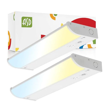 ASD LED Under Cabinet Lighting, 12 inch 5W 325 LM, Dimmable Hardwired Under Cabinet Lights for Kitchen, 3000K Soft/4000K Cool/5000K Daylight, Under Counter Light Fixtures, ETL, White, 2 Pack - color: 12 Inch White, size: 2 Pack
