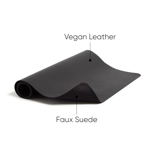Smead Vegan Leather Desk Pad Mat, Office Desk Mat, Medium, Charcoal Gray | Waterproof desk pad protector, writing mat and desk blotter. Non-slip suede grips under a keyboard, mouse and notepad. - color: Charcoal Gray, size: 15.7" x 31.5"