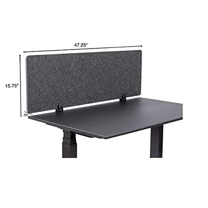 Stand Up Desk Store ReFocus Raw Clamp-On Acoustic Desk Divider Mounted Privacy Panel to Reduce Noise and Visual Distractions (Anthracite Gray, 47.25" x 16") - color: Anthracite Gray, size: 48" X 16"