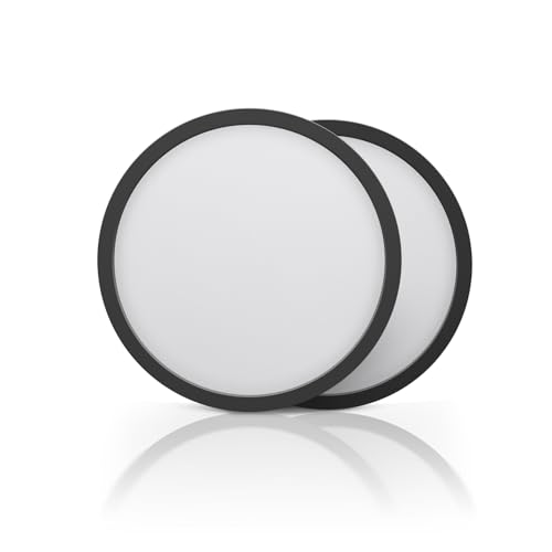ECOELER Black 12inch LED Flush Mount Ceiling Light, 2700K-6000K 5CCT Adjustable, 28W 2400Lm, Super Slim Dimmable Ceiling Light Fixtures for Kitchen, Hallway, Laundry, ETL Listed, 2 Pack - color: Black, size: 12Inch - 2PK